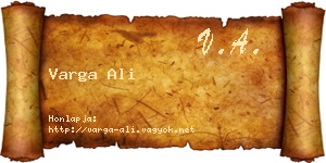 Varga Ali névjegykártya